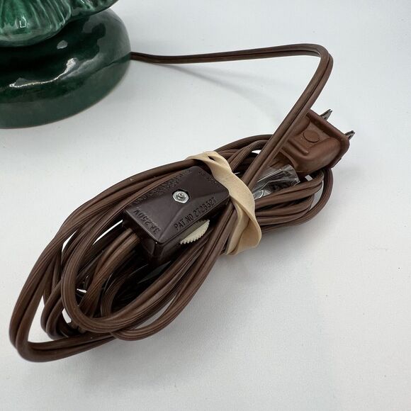 Vintage Green Ceramic Christmas Tree Lighted 10" One Piece Base Kitsch 70s - Picture 9 of 12